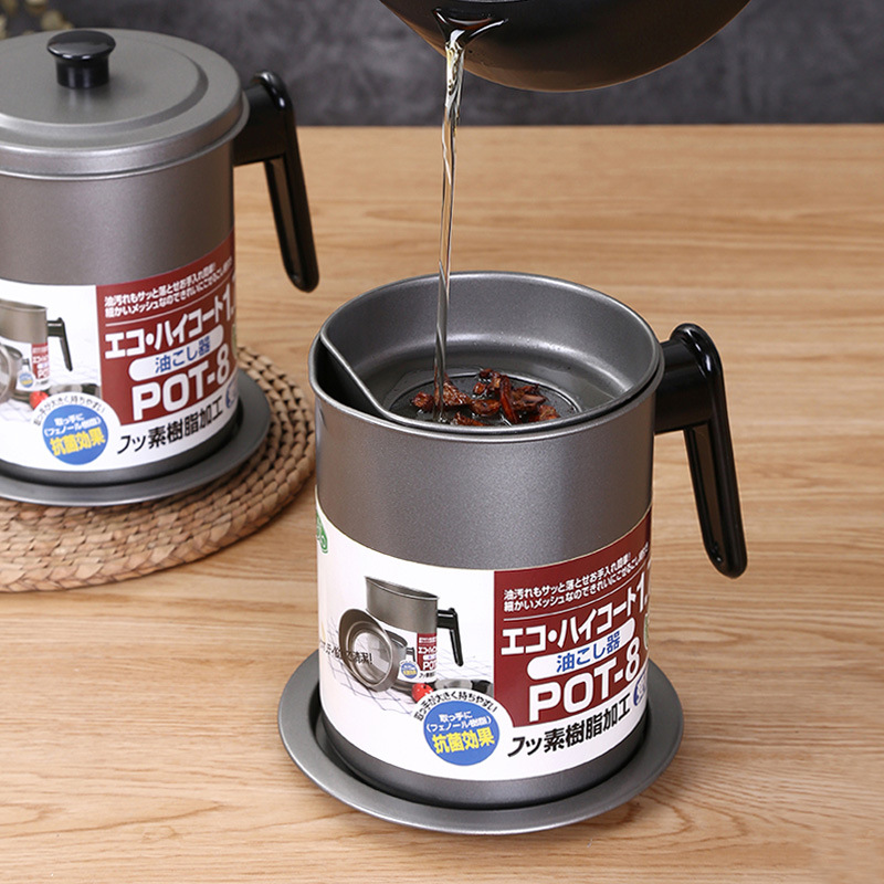 Large Capacity Filter Oil Pot 304 Stainless Steel Pig Oil Bottle With Strainer Vegetable Oil Residue Filter Oil Tank Kitchen Home Greaser