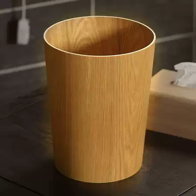 Japanese-style wooden trash can on the water side Household simple creative storage bucket Living room trash can Office paper basket