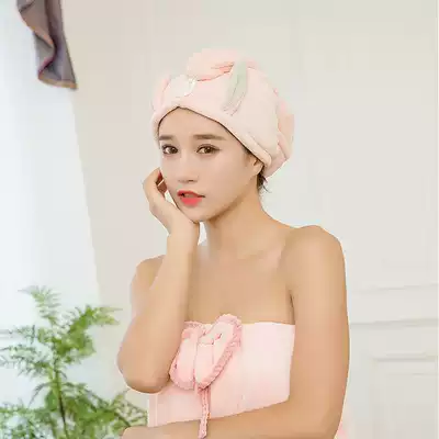 Dry hair cap on one side of the water Female wipe hair quick-drying absorbent towel bag turban shower cap long hair dry hair bath towel can be wrapped