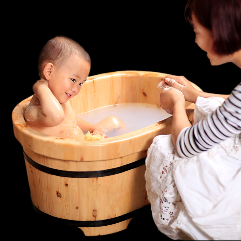 Cedar wood baby bath bucket bath bucket children children's bathtub  increase baby sitting and lying bath bath bucket whole body