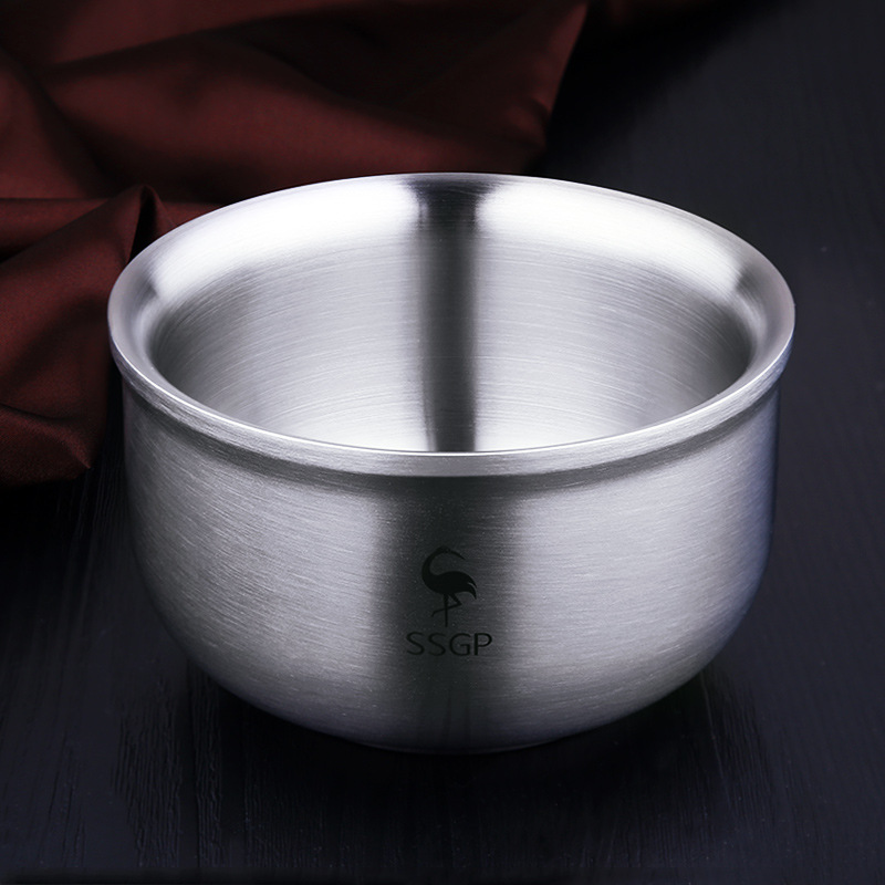 304 Stainless steel bowl Children's bowl Single drop-proof double insulated adult household bowl Rice bowl Instant noodles bowl