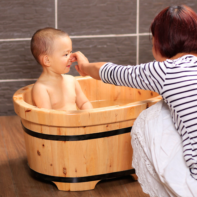 Cedar wood baby bath bucket bath bucket children children's bathtub  increase baby sitting and lying bath