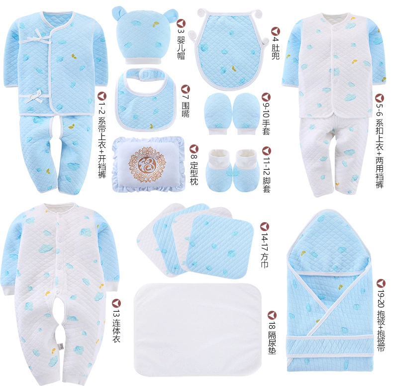 Quần áo trẻ sơ sinh cotton hộp quà tặng 0-3 Tháng 6 mùa thu và mùa đông Trẻ sơ sinh trăng tròn phù hợp với bé