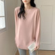 Leather pink mid-length loose bottoming shirt women's inner wear foreign style design sense fashion curved tencel long-sleeved top trendy