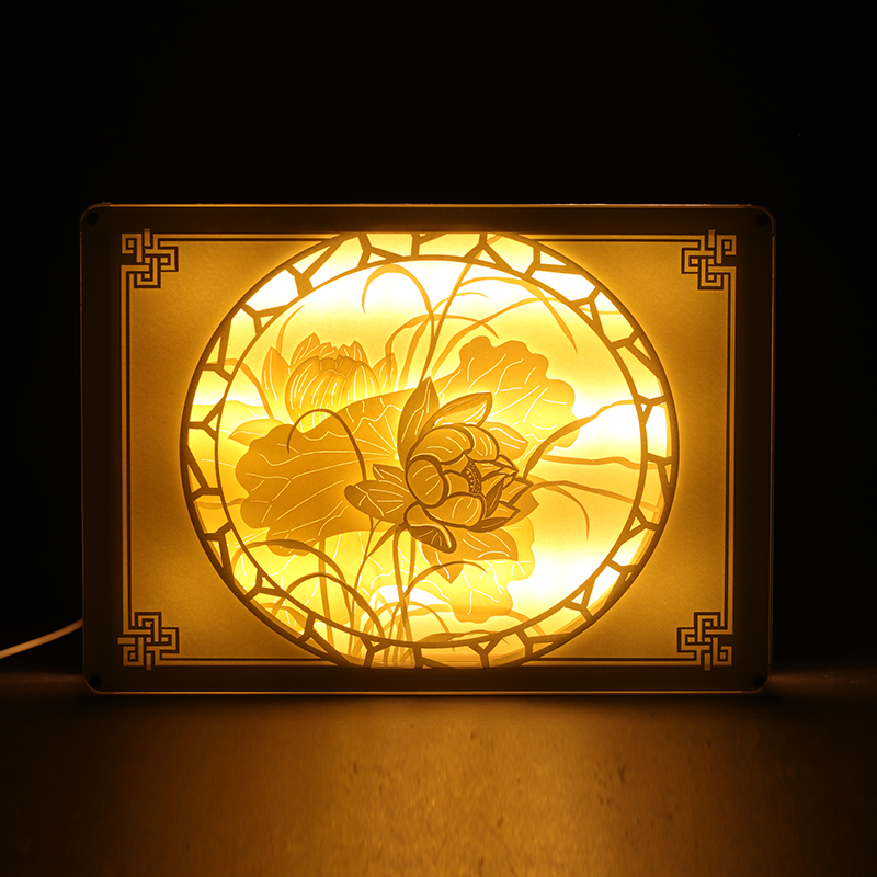 Chinese style flower and bird painting handmade DIY origami book night light shadow three-dimensional paper carving lamp handmade cultural and creative gift