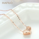 Золотое ожерелье, подвеска в форме сердца, цепочка до ключиц, золото 750 пробы, розовое золото