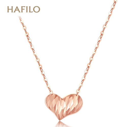 Золотое ожерелье, подвеска в форме сердца, цепочка до ключиц, золото 750 пробы, розовое золото