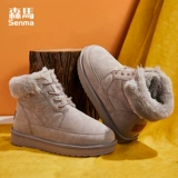 Женская хлопковая обувь Semir, новинка 2020 года, зимняя обувь интернет-знаменитости плюс бархатные утолщенные зимние ботинки на шнуровке с короткими трубками, студенческие хлебные туфли