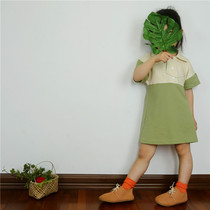 Childrens long T-shirt short sleeve sisters 2 Korean version 4 lapel POLO skirt 1-3 years old female baby summer dress Foreign