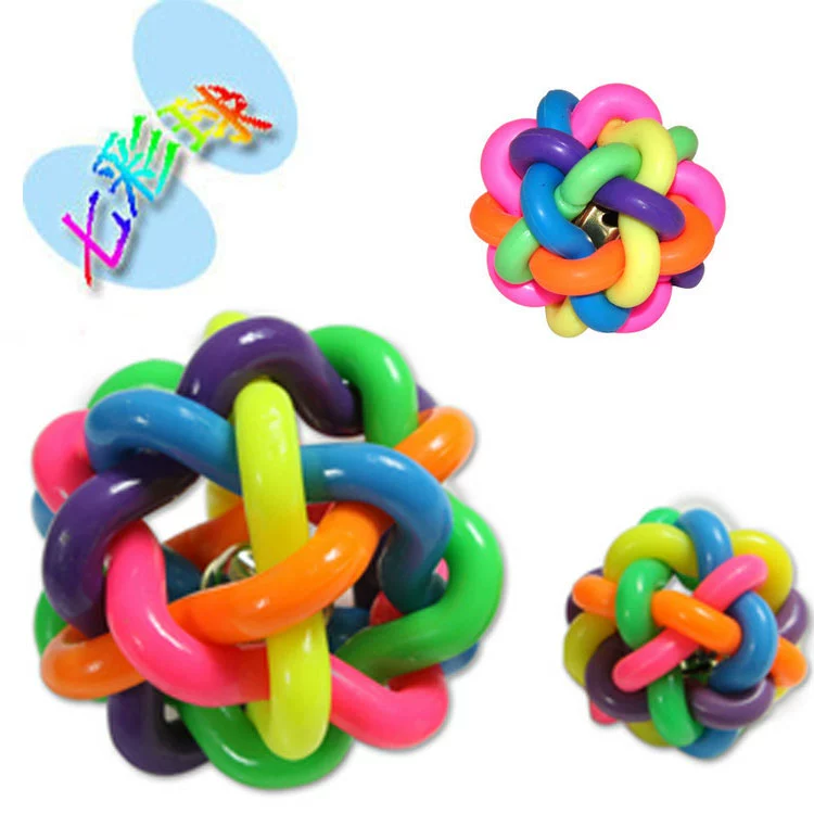 Chuông đầy màu sắc bóng mèo đồ chơi chó đồ chơi chó chuông bouncy bóng cao su nhỏ