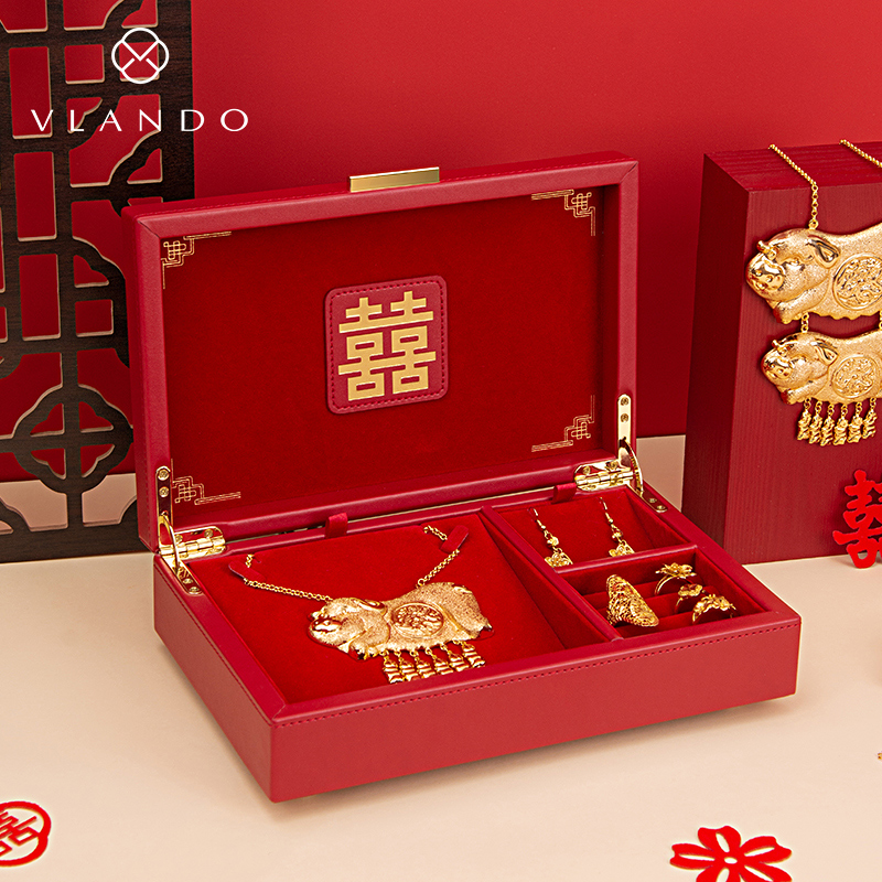 VLANDO cronyism first decoration case necklace ring gold containing box newlyweds wedding gift to new senior-Taobao