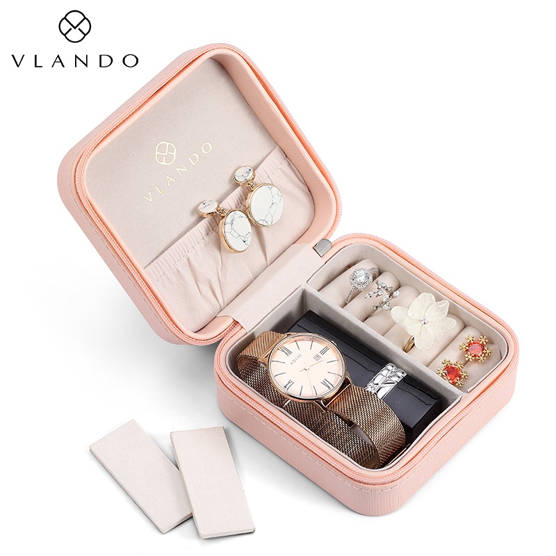 VLANDO portable jewelry box Female princess European Korean jewelry storage travel small earrings nail ring box