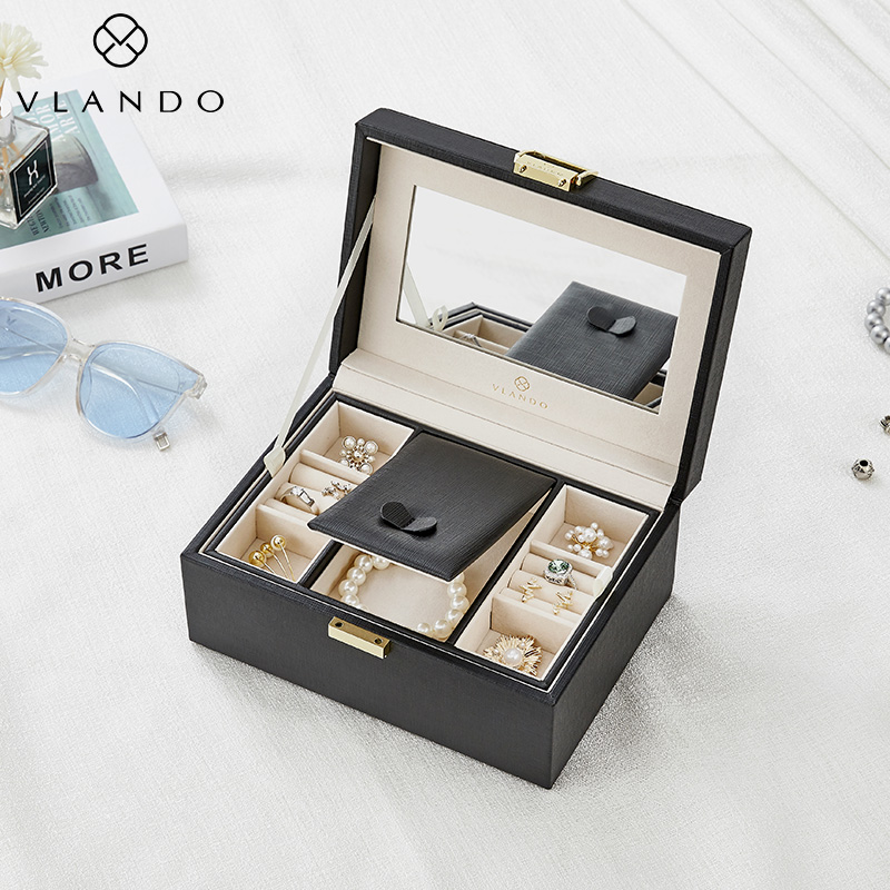 Meritocratic upscale First Jewelry Box Princess European-style Korea Multiple Layers First Accessories Box Ornament Box Wood Earrings Containing Box