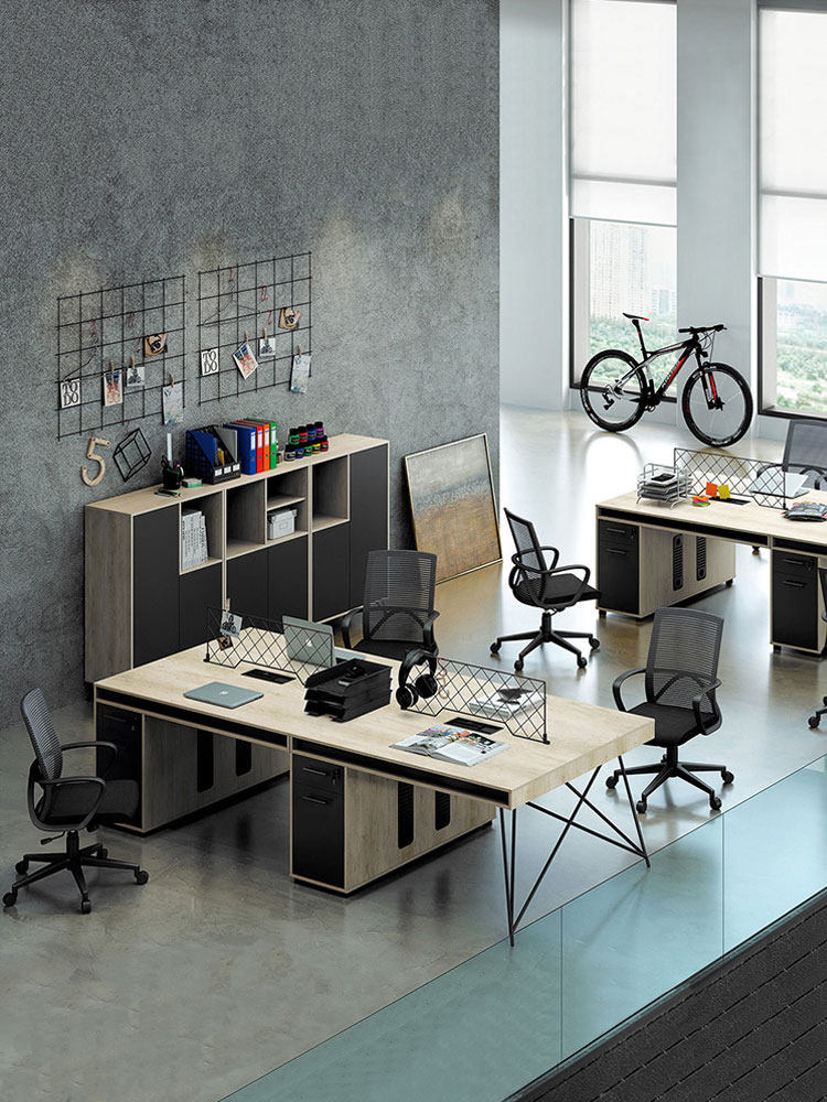 Staff desk and chair combination simple modern 4 6-person office four-staff double-station 2-card desk
