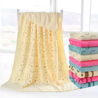 Absorbent bath towels for adults, men and women, household large towels, children, cartoon personality ratio, cotton, quick-drying, non-hair wrap towel