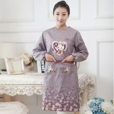 Korean home apron Kitchen long sleeve apron anti-oil and anti-fouling