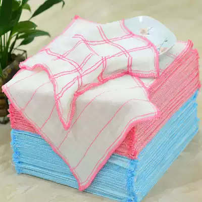 Eight-layer pure yarn non-stained oil rag grid reinforcement restaurant special dish cloth water absorption does not lose hair household dish towel
