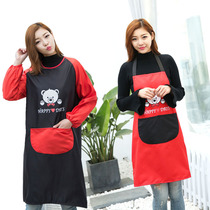 Bear long sleeve adult apron female anti-fouling and anti-oil cover Korean fashion kitchen padded cute work clothes