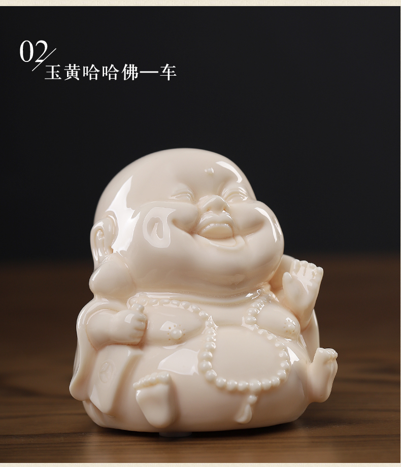 Oriental small clay ceramic crafts office desk refreshing Q version of maitreya/ha harvard ornament