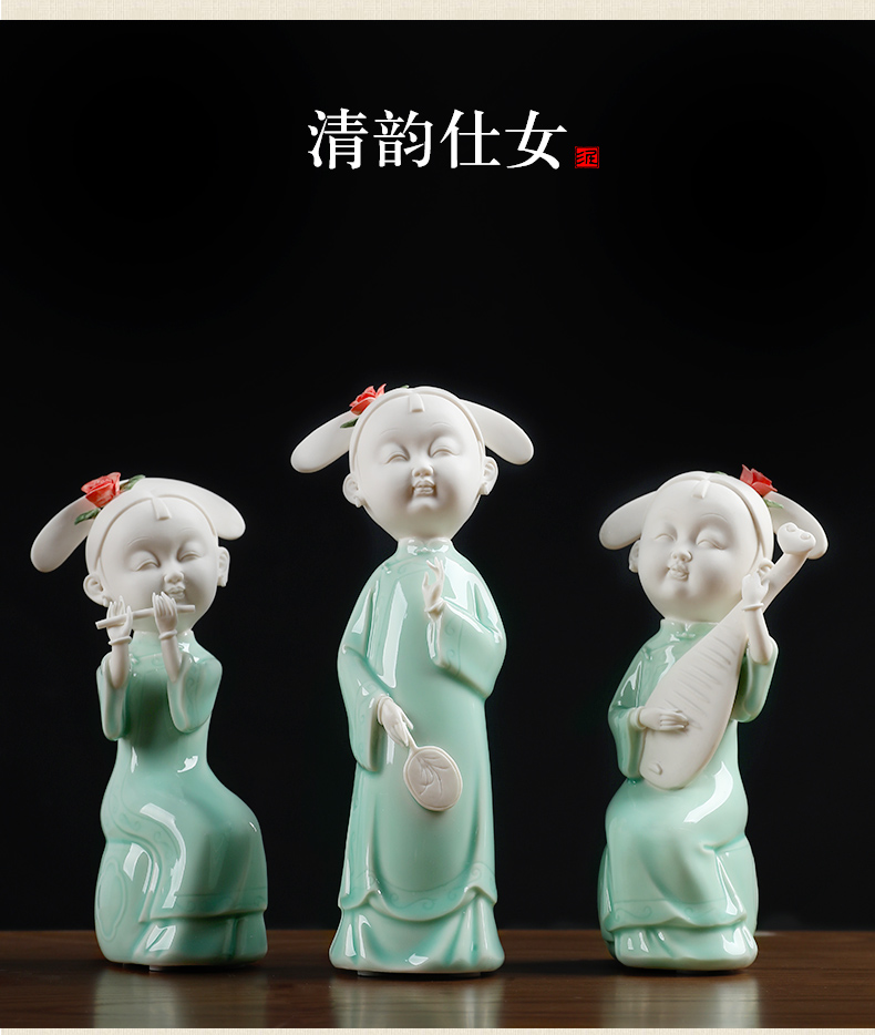 Oriental ancient clay ceramic beauty characters furnishing articles wine rich ancient frame/classical Chinese style living room style ladies