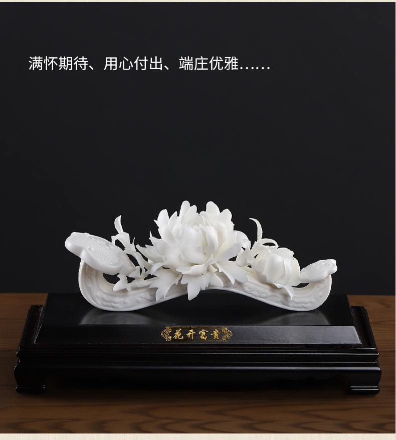 Oriental clay ceramic peony ruyi furnishing articles housewarming gifts gifts home decoration process/blooming flowers