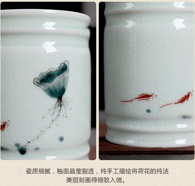 Oriental soil creative hand - made ceramic brush pot Chinese office desktop furnishing articles study the elder customized gifts