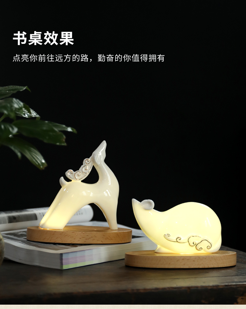 Oriental clay ceramic mascot mouse small place, a 2020 year of the rat New year gifts/cloud a night light