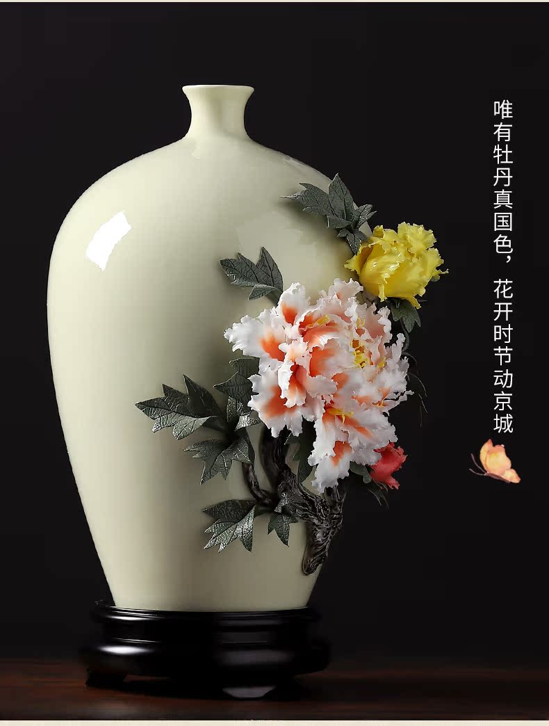 Oriental clay ceramic vase peony sitting room adornment is placed version into opening gifts/blooming flowers