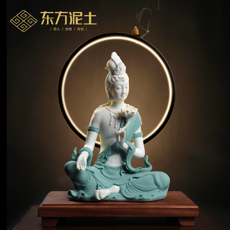 Oriental earth Buddha light base solid wood flower pear wood with lamp circle base is perfect for matching with Buddha statues pendulum pieces