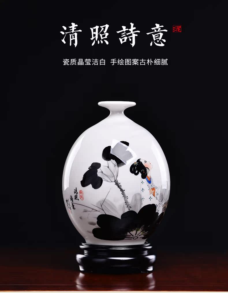 Oriental soil hand - made ceramics vase is placed the new Chinese rich ancient frame sitting room adornment/the qing poetry