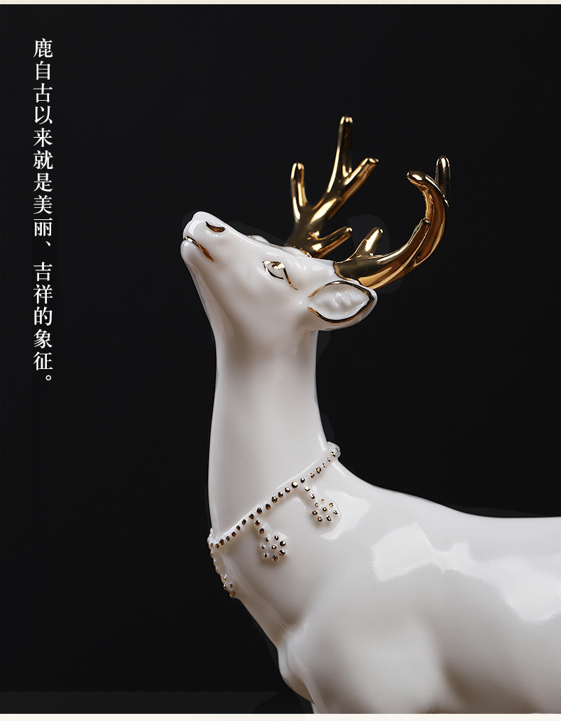 East mud dehua white porcelain its fuels the deer place to live in the living room TV cabinet decoration/blessing