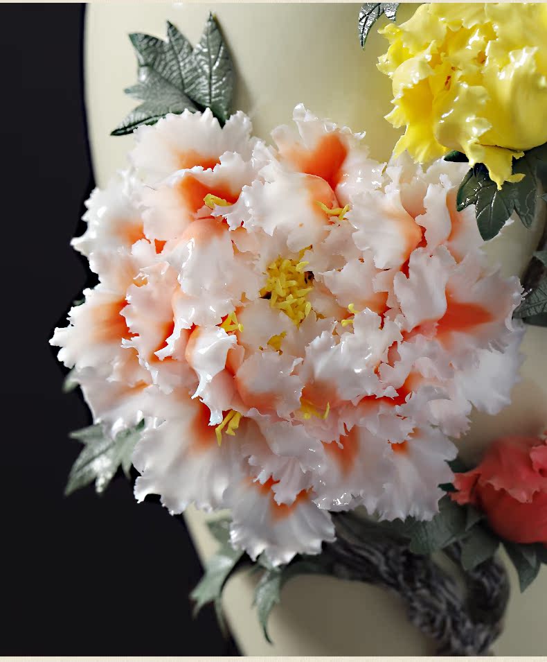 Oriental clay ceramic vase peony sitting room adornment is placed version into opening gifts/blooming flowers