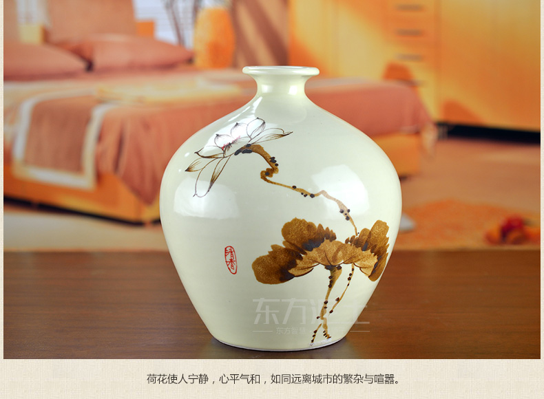 Oriental soil of new Chinese style ceramic vase furnishing articles furnishing articles TV ark, three - piece suit the sitting room porch partition lotus bottle