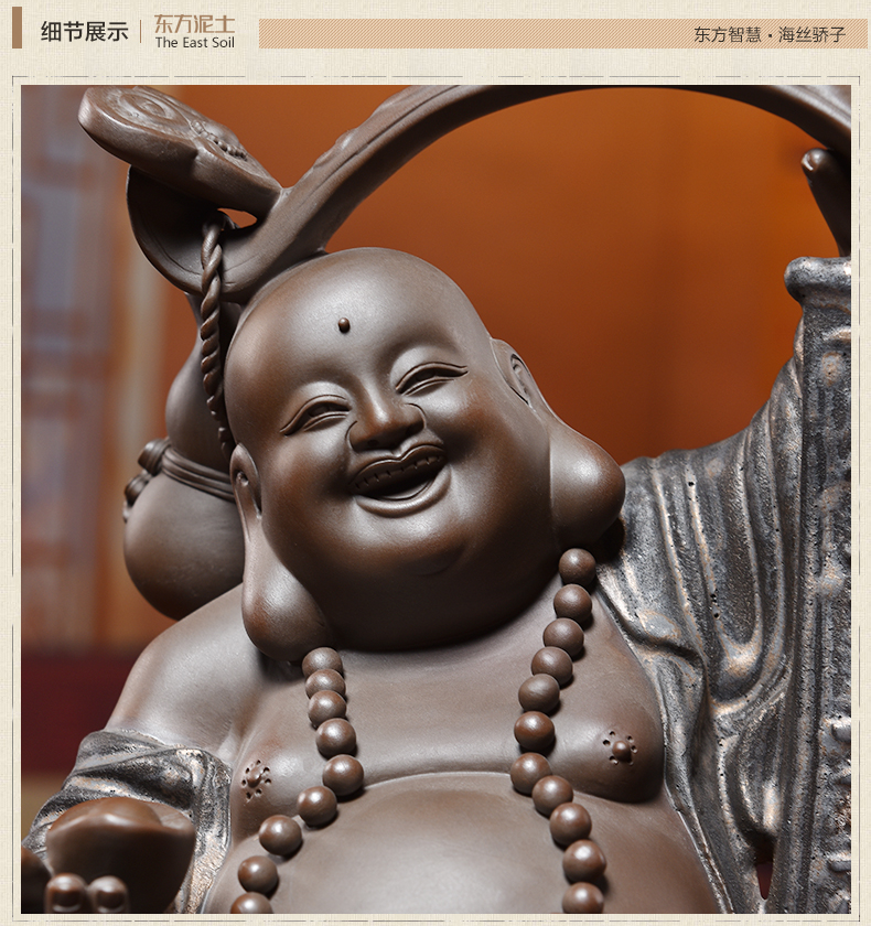 Oriental clay ceramic smiling Buddha furnishing articles of Chinese style household adornment version into gifts/everything goes well