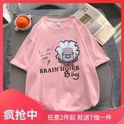 Nam sinh viên mùa hè Hồng Kông gió ngắn tay t-shirt 桖 hồng mùa hè váy xu hướng đầu in với sức sống trẻ trung nửa tay áo