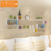  Wall shelf Punch-free wall decoration Living room TV background wall decoration rack Bedroom wall creative grid
