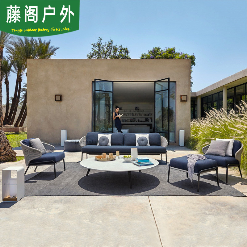 Nordic Outdoor Sofa Courtyard Terrace Outdoor Leisure Villa Garden Outdoor Balcony Rattan Sofa Rattan Furniture