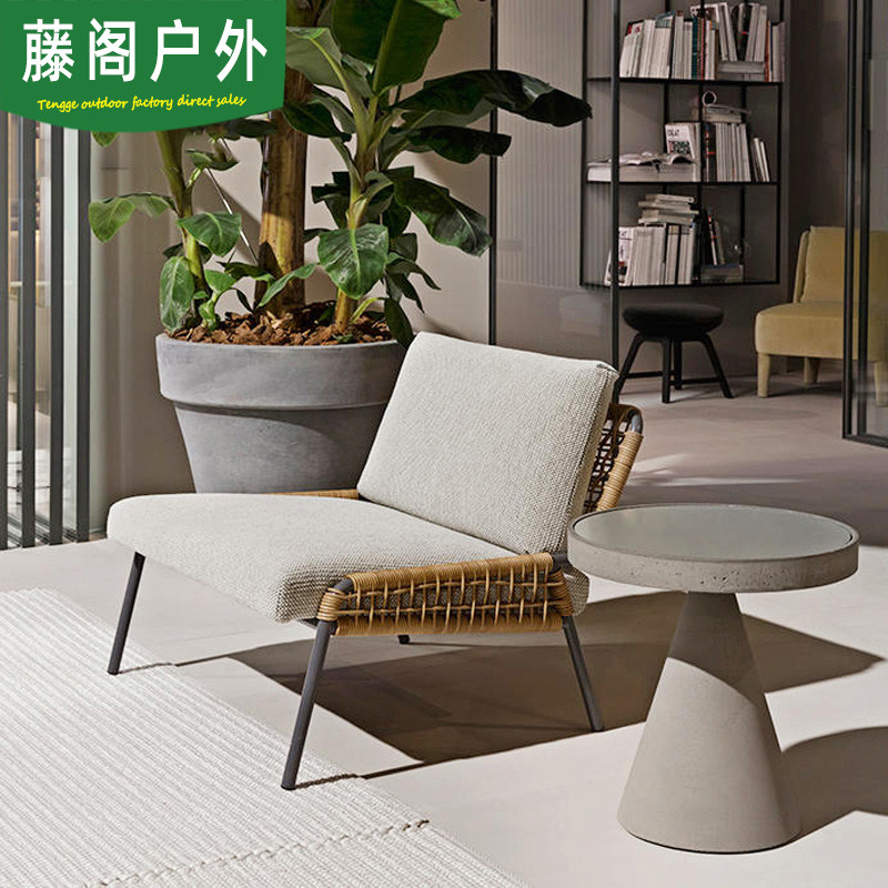 Outdoor sofa rattan chair three-piece balcony leisure rattan sofa courtyard open-air hotel living room homestay rattan furniture