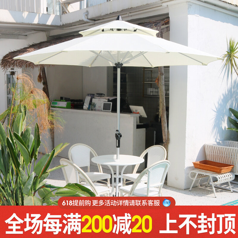 White Outdoor Table And Chairs Patio Net Red Outdoor Balcony Coffee Hall Milk Tea Shop Casual Outside Pendulum Table And Chairs With Umbrella Combination