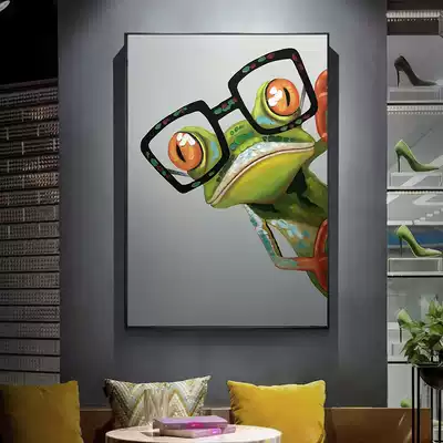 Pure hand-painted oil painting Children's room animal hanging painting Bedroom mural personality frog decorative painting Modern minimalist designer