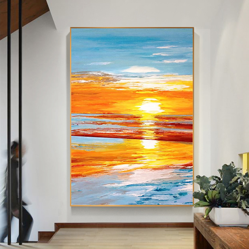 pure hand painted oil painting sunrise large size living room
