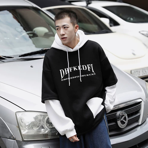 Комплект, демисезонная трендовая универсальная толстовка с капюшоном, утепленная куртка, свободный крой