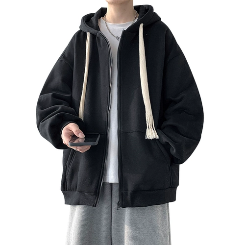 Цветная демисезонная толстовка с капюшоном, трендовая брендовая куртка, свободный крой, на шнурках