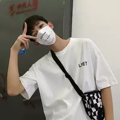 Summer new short-sleeved men's loose five-point sleeve T-shirt Korean version of the trend half-sleeved men's simple all-match T-shirt top