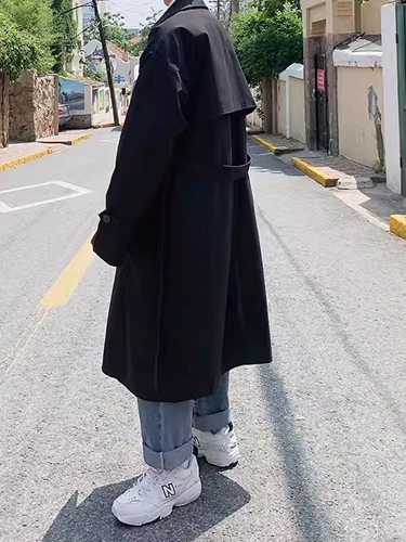 Трендовый плащ, демисезонное пальто, в корейском стиле, оверсайз, большой размер