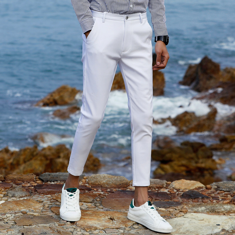 White pants Men's casual pants 90% trouser Han version Body Trendy Fashion 9 Pants Men Little Western Pants Summer