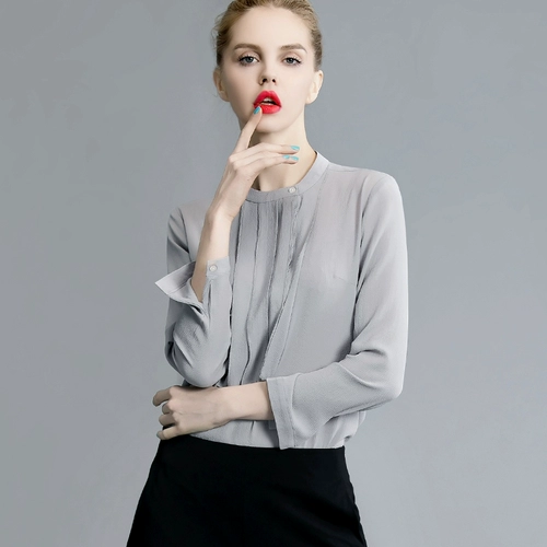 Весенняя шифоновая цветная базовая приятная телу рубашка