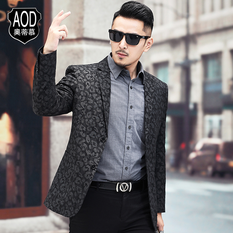 2021 autumn new suit fashion print casual suit men's coat handsome trend men's spring and autumn coat men's spring and autumn coat men