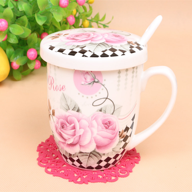 Arst/ya cheng DE pattern mark cup cartoon with ladle cover cup, coffee cup with a cup of milk cup ceramic cup