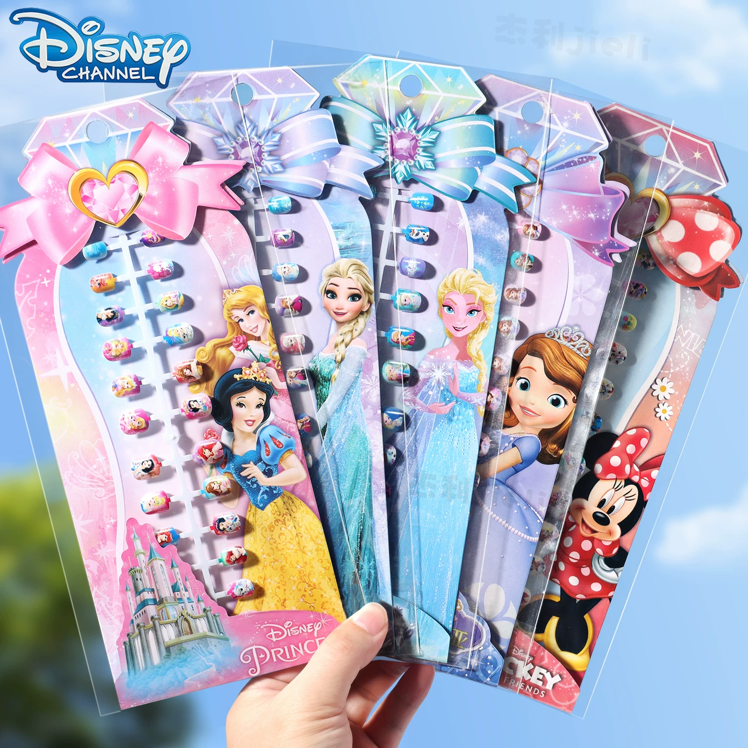 Disney, детские наклейки на ногти, самоклеящиеся нетоксичные детские наращивания для маникюра без запаха, набор для ногтей, новое пополнение, принцесса Эльза